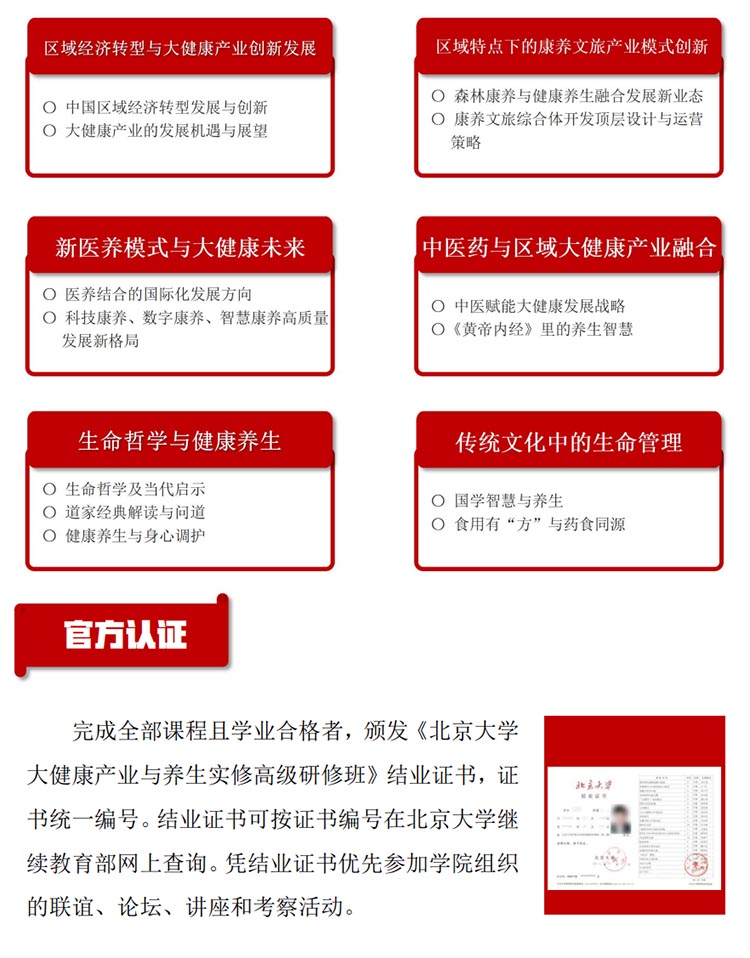 北京大学区域经济发展与大健康产业高级研修班